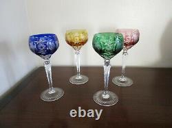 Ajka Crystal Marsala Wine Goblets 4 Glasses Multi Color Hungary