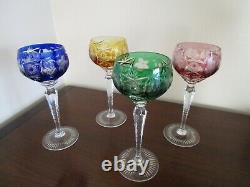 Ajka Crystal Marsala Wine Goblets 4 Glasses Multi Color Hungary