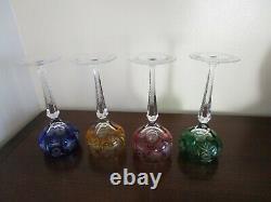 Ajka Crystal Marsala Wine Goblets 4 Glasses Multi Color Hungary