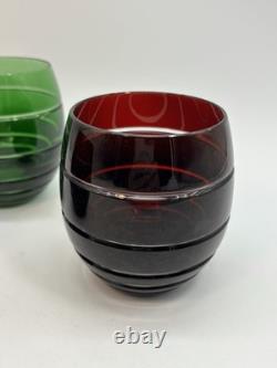 Ajka Crystal Stemless Wine Glasses Cut To Clear Set Of 3 Hungary