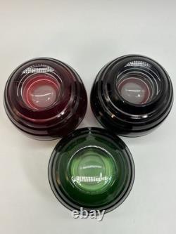 Ajka Crystal Stemless Wine Glasses Cut To Clear Set Of 3 Hungary