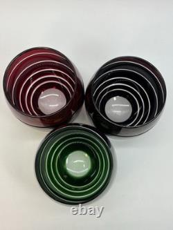 Ajka Crystal Stemless Wine Glasses Cut To Clear Set Of 3 Hungary