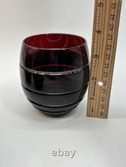 Ajka Crystal Stemless Wine Glasses Cut To Clear Set Of 3 Hungary