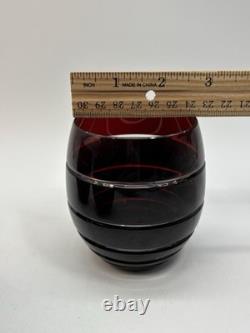 Ajka Crystal Stemless Wine Glasses Cut To Clear Set Of 3 Hungary