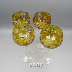 Ajka Crystal Stemware MARSALA GOLDEN / AMBER Large Wine Glasses Set of Four