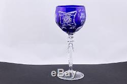 Ajka Cut To Clear Crystal Multi Color Hock Wine Goblets Set Of 4 New