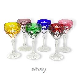 Ajka Hungarian Cut to Clear Crystal Wine Goblet Glasses (Set of 6)