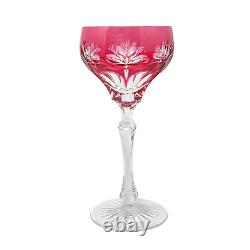 Ajka Hungarian Cut to Clear Crystal Wine Goblet Glasses (Set of 6)