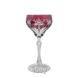 Ajka Hungarian Cut to Clear Crystal Wine Goblet Glasses (Set of 6)