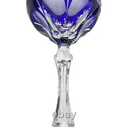 Ajka Hungarian Cut to Clear Crystal Wine Goblet Glasses (Set of 6)