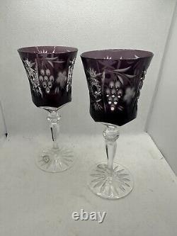 Ajka Marsala Amethyst Purple Lead Crystal Wine Hock Glasses, Set Of 2