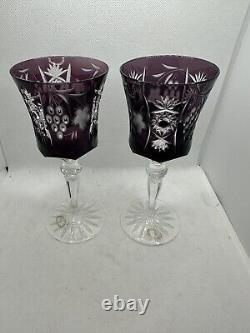 Ajka Marsala Amethyst Purple Lead Crystal Wine Hock Glasses, Set Of 2