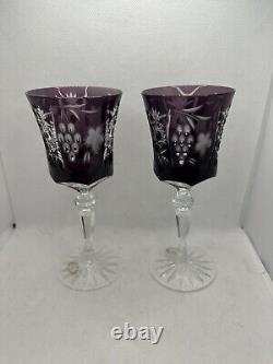 Ajka Marsala Amethyst Purple Lead Crystal Wine Hock Glasses, Set Of 2