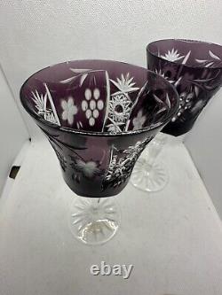 Ajka Marsala Amethyst Purple Lead Crystal Wine Hock Glasses, Set Of 2