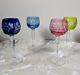 Ajka Marsala Bohemian Crystal Cut To Clear Wine Hock Glasses Goblets Set of Four