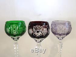 Ajka Marsala Crystal Wine Glasses Multi Color Cut to Clear Glasses Mint