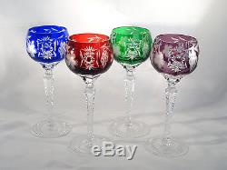 Ajka Marsala Cut to Clear Crystal Multi Color Tall Hock Wine Glasses