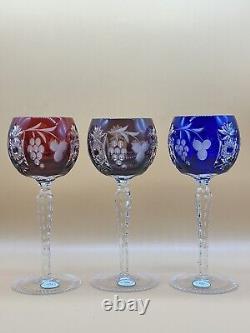 Ajka Marsala Glass Crystal Wine Goblet Hocks Set (3)