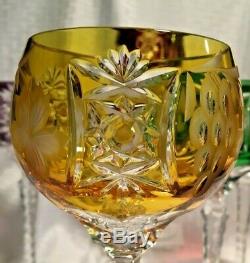 Ajka Marsala Wines Gold Pink Blue Purple Red Green Cut To Clear Crystal Bohemian