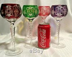 Ajka Marsala Wines Gold Pink Blue Purple Red Green Cut To Clear Crystal Bohemian
