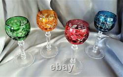 Ajka Nachtmann Bohemian Multi Color Crystal Wine Glasses Set Of 4, H 4 3/8
