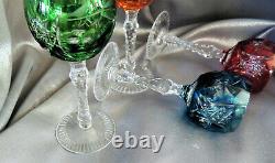Ajka Nachtmann Bohemian Multi Color Crystal Wine Glasses Set Of 4, H 4 3/8