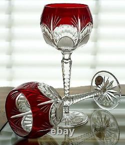 Ajka Peep Cleanthe Balloon Wine Glass Goblets, Ruby Red Cased Crystal