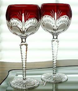 Ajka Peep Cleanthe Balloon Wine Glass Goblets, Ruby Red Cased Crystal