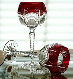 Ajka Peep Cleanthe Balloon Wine Glass Goblets, Ruby Red Cased Crystal
