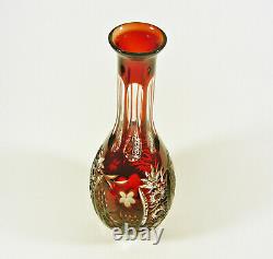 Ajka Ruby Red Marsala Cased Cut To Clear Crystal Wine Decanter 15