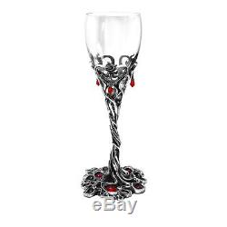 Alchemy Gothic Evening With A Vampire Pewter & Red Swarovski Crystal Wine Glass