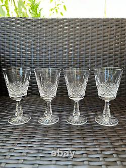 Amazing Set of 4 WATERFORD CRYSTAL Kenmare (Cut) Claret Wine Glasses MINT