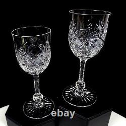 American Brilliant Cut Crystal 2 Piece Zipper Stem 5 1/2 Wine Glasses