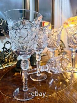 American Brilliant Cut Crystal Wine Water Glasses Set of 5