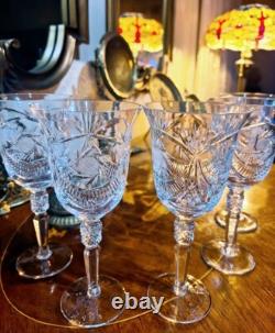 American Brilliant Cut Crystal Wine Water Glasses Set of 5