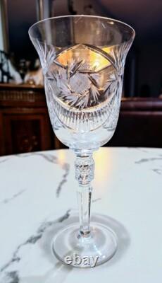 American Brilliant Cut Crystal Wine Water Glasses Set of 5