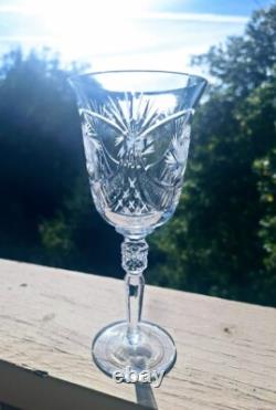 American Brilliant Cut Crystal Wine Water Glasses Set of 5