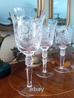 American Brilliant Cut Crystal Wine Water Glasses Set of 5