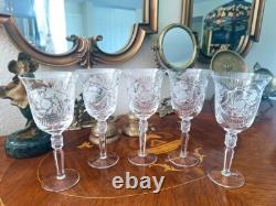 American Brilliant Cut Crystal Wine Water Glasses Set of 5