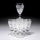 Anglo Irish Antique Cut Crystal Port Wine Sherry Glasses Square Base 7pc Lot
