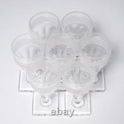 Anglo Irish Antique Cut Crystal Port Wine Sherry Glasses Square Base 7pc Lot