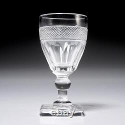 Anglo Irish Antique Cut Crystal Port Wine Sherry Glasses Square Base 7pc Lot