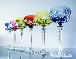 Antique 6 Glasses Wine Crystal Colour Berncastel Val St Lambert