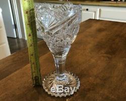 Antique American Brilliant Cut Glass Wine Goblet 8.5 Mint Ultra Rare Excellent