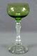 Antique Baccarat Engraved Floral Scrollwork Green & Clear Cut Hock Wine Glass A