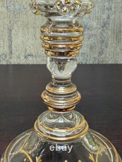 Antique Bohemian Gold Gilt Hand Blown Glass Goblets Baroque Style Stemware Pai