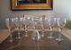 Antique Crystal Etched Stemmed Wine Glasses Set of 8 Floral Design 7.75 Tall