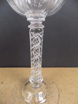 Antique Cut Rock Crystal Wine Glass Double Air Twist Stem (it#b1)