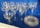 Antique Etched Crystal Wine Sherry Sherbet Water Glasses Stemware Small Plates