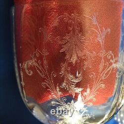 Antique Etched Crystal Wine Sherry Sherbet Water Glasses Stemware Small Plates